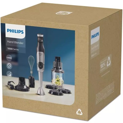 Блендер Philips погружной Series 5000, 1200Вт, 4в1, чопер XL, спиралайзер, черный (HR2684/00)