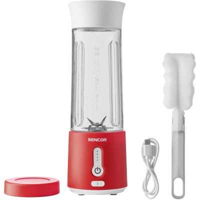 Блендер Sencor портативный для смузи 150Вт, чаша-500мл, USB-C, бело-красный (SBL134RD)