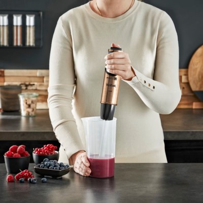 Блендер Tefal погружной Quickchef 1000Вт, 3в1, чаша-800мл, чопер-500мл, турборежим, бронзово-черный (HB656G10)
