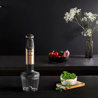 Блендер Tefal погружной Quickchef 1000Вт, 3в1, чаша-800мл, чопер-500мл, турборежим, бронзово-черный (HB656G10)