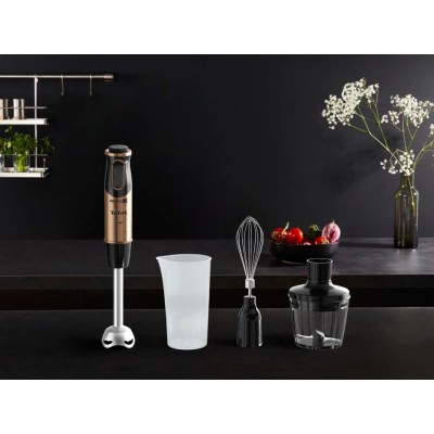 Блендер Tefal погружной Quickchef 1000Вт, 3в1, чаша-800мл, чопер-500мл, турборежим, бронзово-черный (HB656G10)