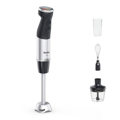 Блендер Tefal погружной Quickchef+ 1000Вт, 3в1, чаша-800мл, чопер-500мл, турборежим, серебристо-черный (HB673830)