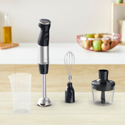 Блендер Tefal погружной Quickchef+ 1000Вт, 3в1, чаша-800мл, чопер-500мл, турборежим, серебристо-черный (HB673830)
