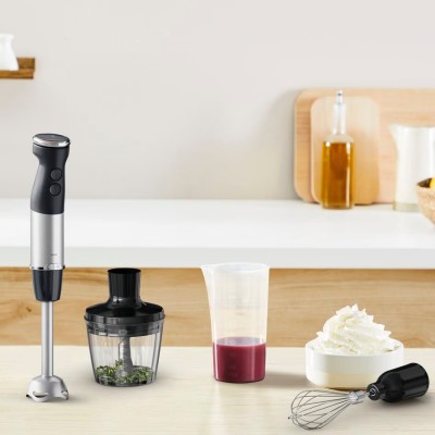 Блендер Tefal погружной Quickchef+ 1000Вт, 3в1, чаша-800мл, чопер-500мл, турборежим, серебристо-черный (HB673830)