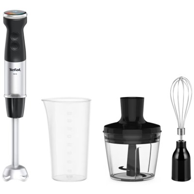 Блендер Tefal погружной Quickchef+ 1000Вт, 3в1, чаша-800мл, чопер-500мл, турборежим, серебристо-черный (HB673830)
