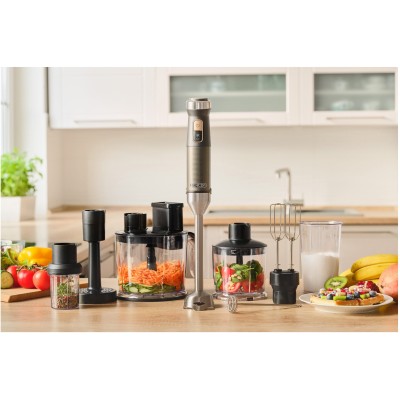 Блендер погружной Sencor 1500Вт, 10в1, чаша-800мл, мельница для специй, вспениватель молока, черный (SHB6552BK)
