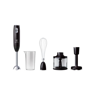Блендер ручной Electrolux ESTM3400, 600 Вт, измельчитель, венчик, мини чопер 0.7, насадка для пюре, чаша 0.6л, черный (ESTM3400)