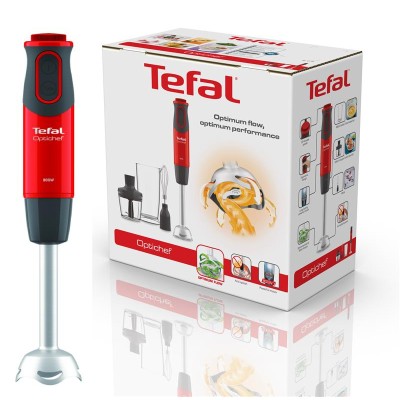 Блендер ручной Tefal HB643538, 800Вт, стакан, венчик, измельчитель, красный (HB643538)