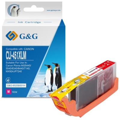 Картридж G&G для Canon CLI-451M PIXMA MG5440/MG6340 Magenta Big volume (660стр) (G&G-6525B001H)