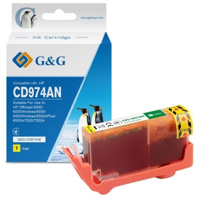 Картридж G&G для HP No.920XL Officejet 6000/6000Wireless/6500/6500Wireless/6500APlus/6500A/7000/7500A Yellow (980стр) (G&G-CD974AE)