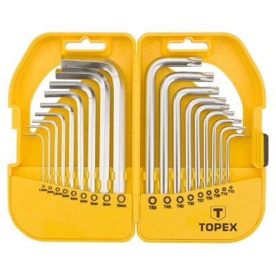 Ключи шестигранные TOPEX HEX и Torx, набор 18 шт. 