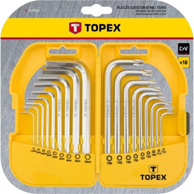 Ключи шестигранные TOPEX HEX и Torx, набор 18 шт. 