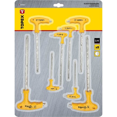 Ключи шестигранные TOPEX HEX с Т-образной ручкой, набор 9 шт. 