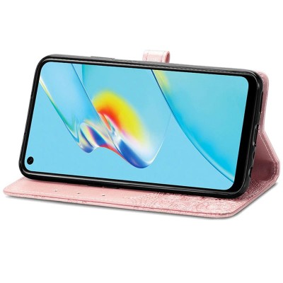 Кожаный чехол (книжка) Art Case с визитницей для Oppo A54 4G Розовый