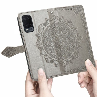 Кожаный чехол (книжка) Art Case с визитницей для Oppo A54 4G Серый