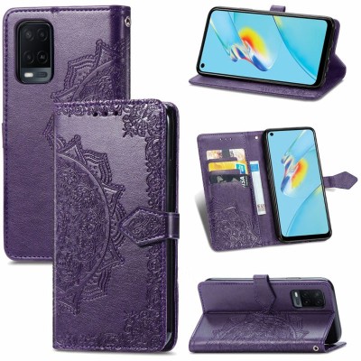 Кожаный чехол (книжка) Art Case с визитницей для Oppo A54 4G Фиолетовый