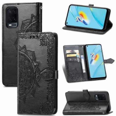 Кожаный чехол (книжка) Art Case с визитницей для Oppo A54 4G Черный