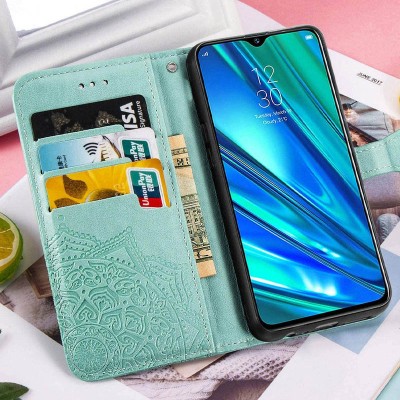 Кожаный чехол (книжка) Art Case с визитницей для Realme 5 / 6i Бирюзовый