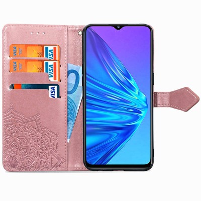 Кожаный чехол (книжка) Art Case с визитницей для Realme 5 / 6i Розовый