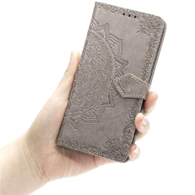 Кожаный чехол (книжка) Art Case с визитницей для Realme 5 / 6i Серый