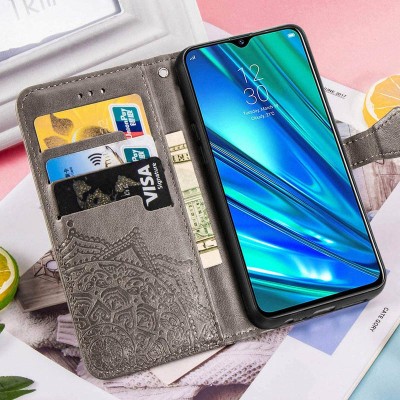 Кожаный чехол (книжка) Art Case с визитницей для Realme 5 / 6i Серый