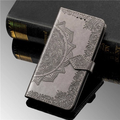 Кожаный чехол (книжка) Art Case с визитницей для Realme 5 / 6i Серый
