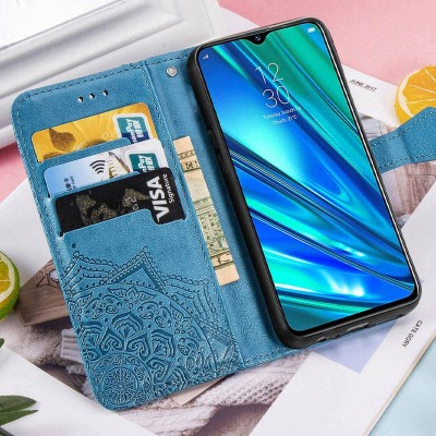 Кожаный чехол (книжка) Art Case с визитницей для Realme 5 / 6i Синий