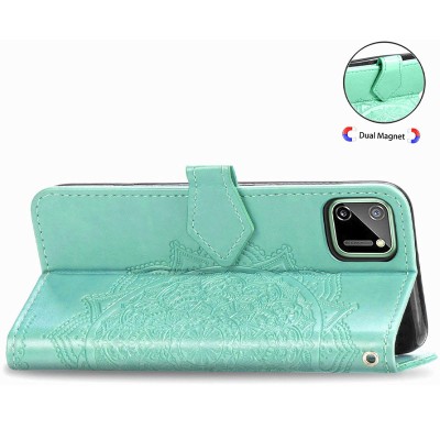 Кожаный чехол (книжка) Art Case с визитницей для Realme C11 Бирюзовый