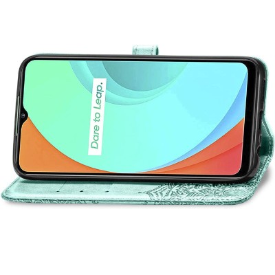 Кожаный чехол (книжка) Art Case с визитницей для Realme C11 Бирюзовый