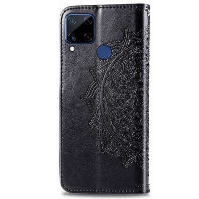 Кожаный чехол (книжка) Art Case с визитницей для Realme C15 / C12 Черный