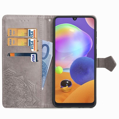Кожаный чехол (книжка) Art Case с визитницей для Samsung Galaxy M31s Серый