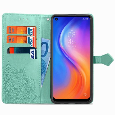 Кожаный чехол (книжка) Art Case с визитницей для TECNO Spark 6 Бирюзовый