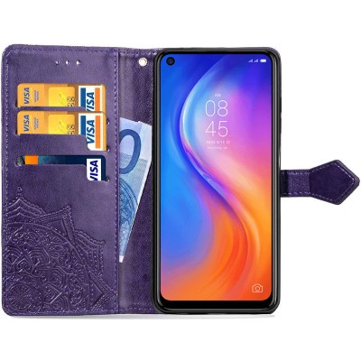 Кожаный чехол (книжка) Art Case с визитницей для TECNO Spark 6 Фиолетовый