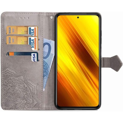 Кожаный чехол (книжка) Art Case с визитницей для Xiaomi Redmi Note 10 / Note 10s Серый