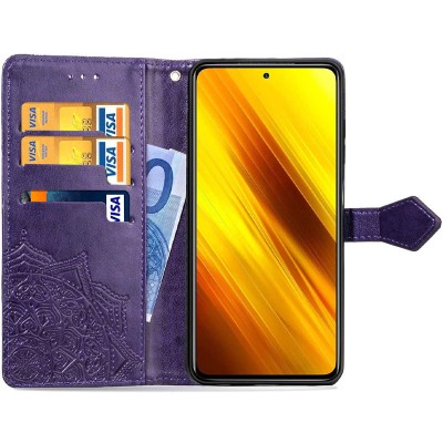 Кожаный чехол (книжка) Art Case с визитницей для Xiaomi Redmi Note 10 / Note 10s Фиолетовый