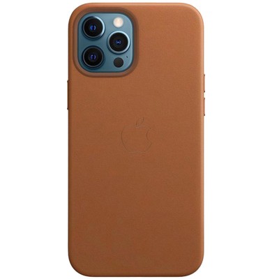 Кожаный чехол Leather Case (AA Plus) with MagSafe для Apple iPhone 12 Pro / 12 (6.1") Saddle Brown