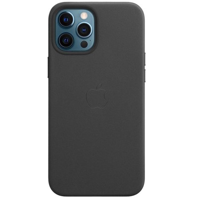 Кожаный чехол Leather Case (AA Plus) with MagSafe для Apple iPhone 12 Pro Max (6.7") Black