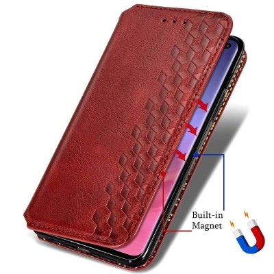 Кожаный чехол книжка GETMAN Cubic (PU) для Huawei Y6p Красный