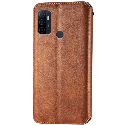 Кожаный чехол книжка GETMAN Cubic (PU) для Oppo A53 / A32 / A33 Коричневый