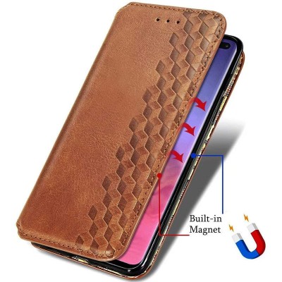 Кожаный чехол книжка GETMAN Cubic (PU) для Samsung Galaxy A12 / M12 Коричневый