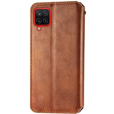 Кожаный чехол книжка GETMAN Cubic (PU) для Samsung Galaxy A12 / M12 Коричневый