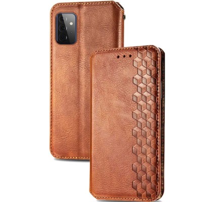 Кожаный чехол книжка GETMAN Cubic (PU) для Samsung Galaxy A72 4G / A72 5G Коричневый