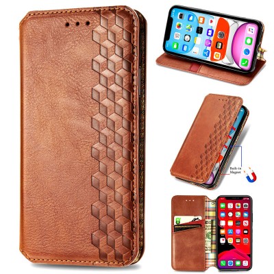 Кожаный чехол книжка GETMAN Cubic (PU) для Samsung Galaxy S20 FE Коричневый