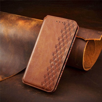 Кожаный чехол книжка GETMAN Cubic (PU) для Samsung Galaxy S20 FE Коричневый