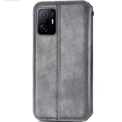 Кожаный чехол книжка GETMAN Cubic (PU) для Xiaomi 11T / 11T Pro Серый