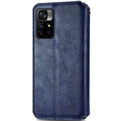 Кожаный чехол книжка GETMAN Cubic (PU) для Xiaomi Poco M4 Pro 5G Синий
