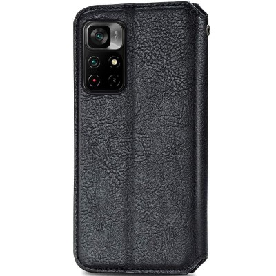 Кожаный чехол книжка GETMAN Cubic (PU) для Xiaomi Poco M4 Pro 5G Черный