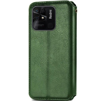 Кожаный чехол книжка GETMAN Cubic (PU) для Xiaomi Redmi 10C Зеленый
