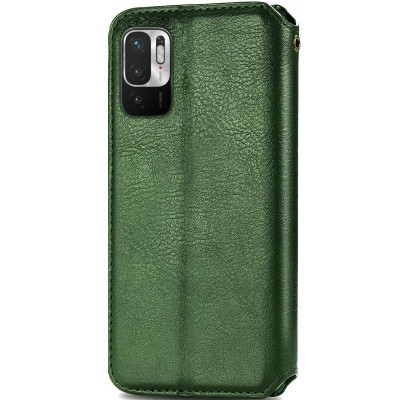 Кожаный чехол книжка GETMAN Cubic (PU) для Xiaomi Redmi Note 10 5G / Poco M3 Pro Зеленый
