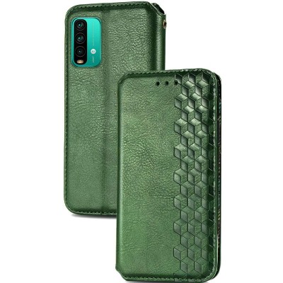 Кожаный чехол книжка GETMAN Cubic (PU) для Xiaomi Redmi Note 9 4G / 9 Power / Redmi 9T Зеленый